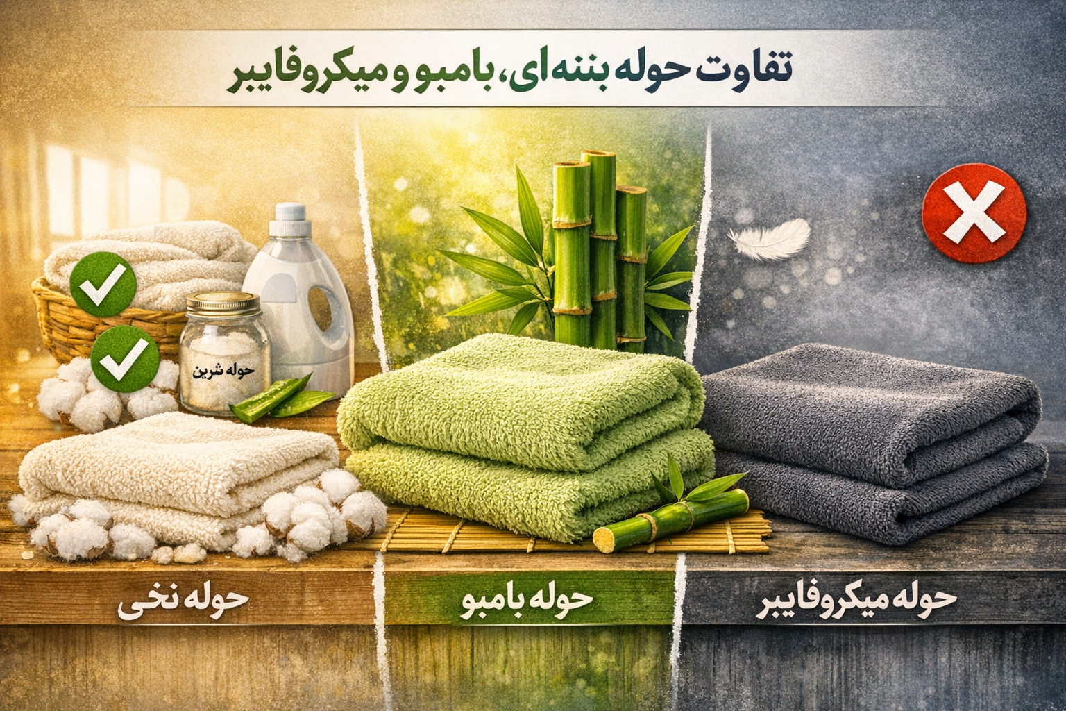 تفاوت حوله پنبه‌ای، بامبو و میکروفایبر