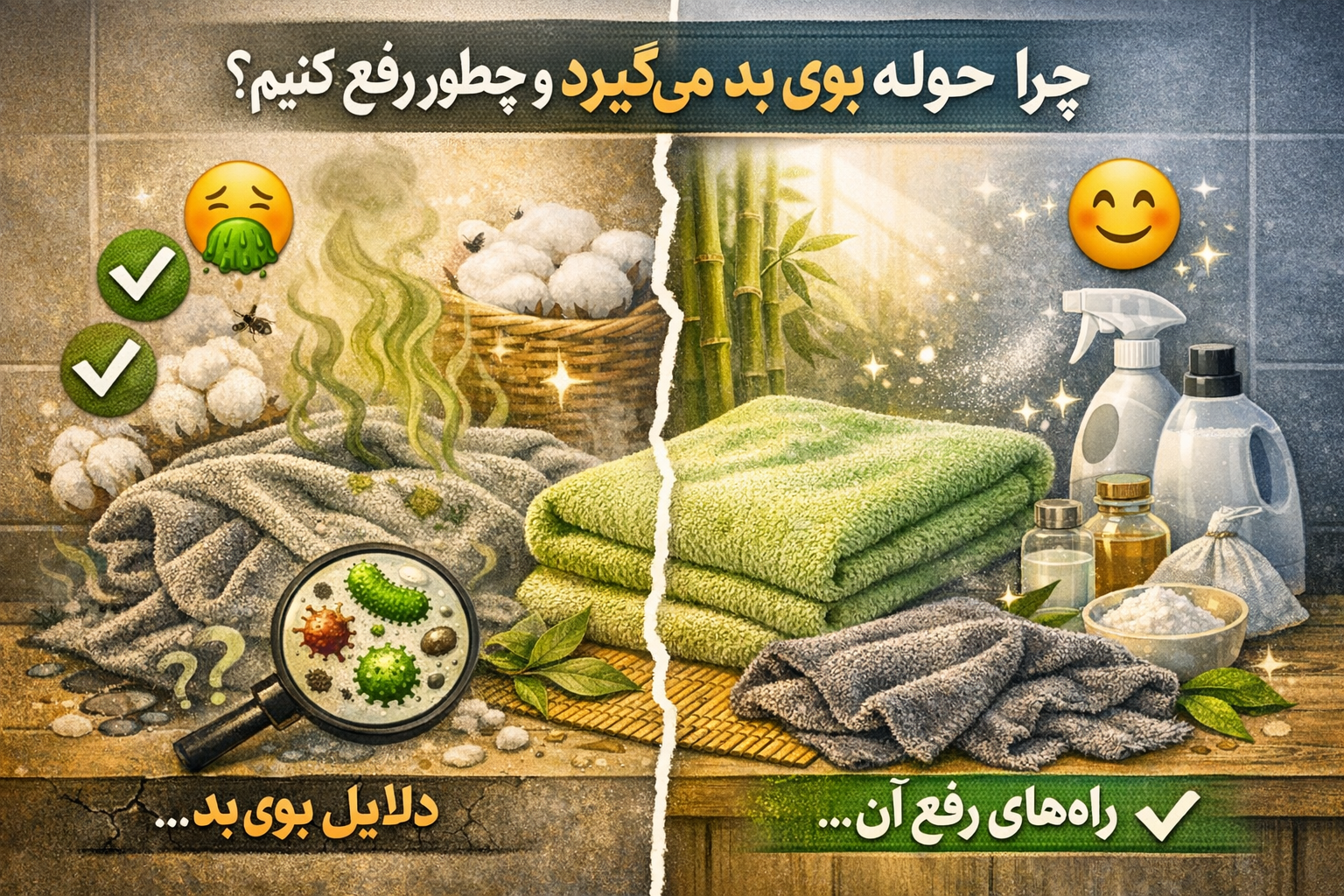 چرا حوله بوی بد می‌گیرد و چطور رفع کنیم؟